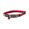 Rogz Reflecto cat collar in red, adjustable with breakaway clip and bell, designed for safety and style for kittens.