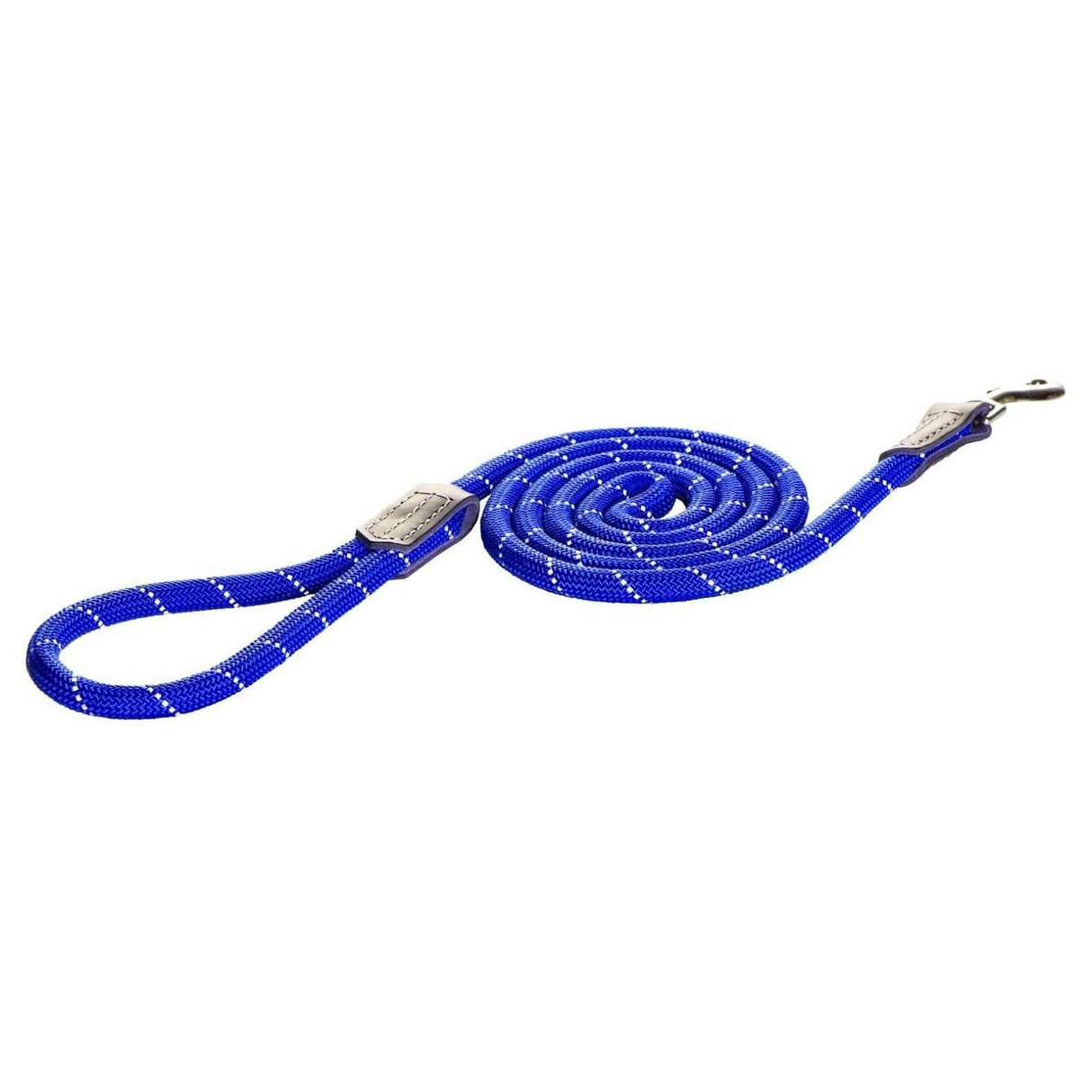 Rogz Rope Leads in blue with reflective stitching for enhanced visibility and durability during dog walks.