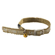 Rogz Sparkle Cat Collar with adjustable design, metal pin-buckle, and removable golden bell. Blingy beige satin-weave nylon.