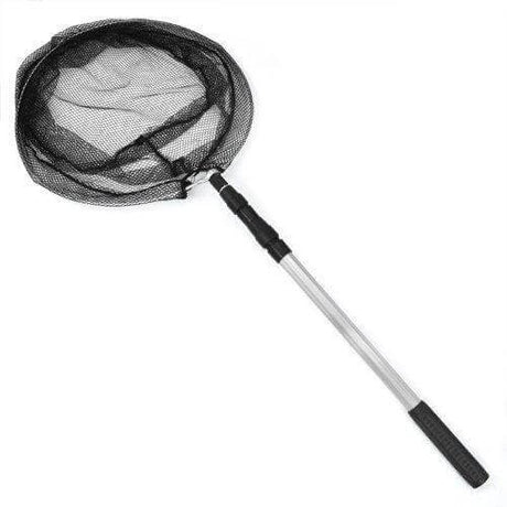 Round pond net with aluminum handle, lightweight and durable for fish handling and pond maintenance.