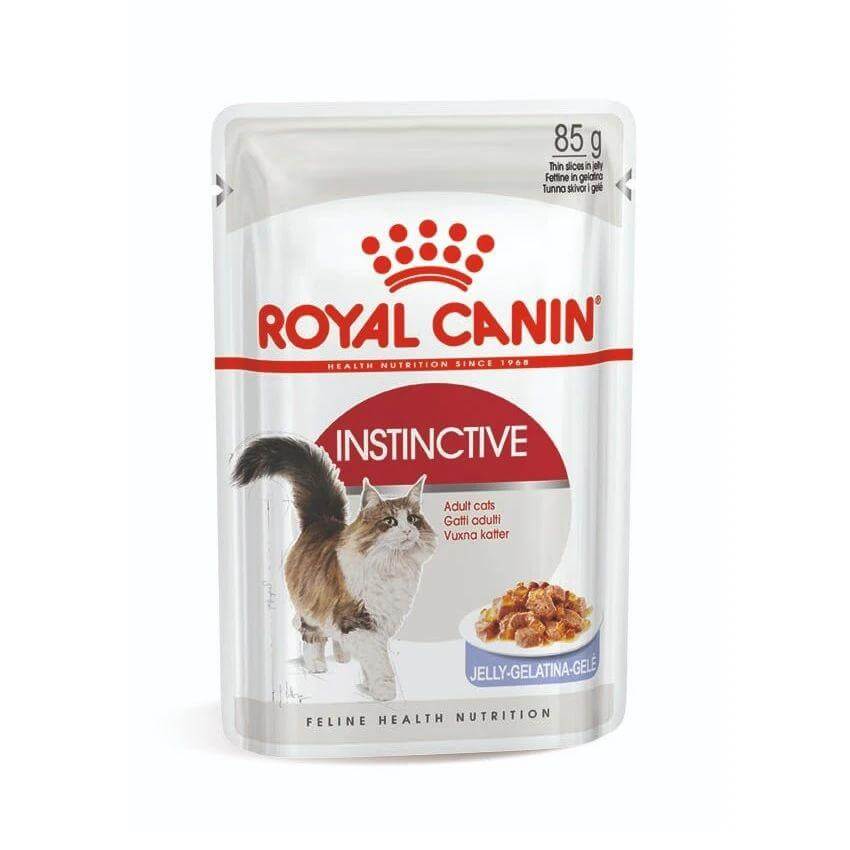 Royal Canin Cat Instinctive Jelly Wet Food Pouch 85g for adult cats promoting healthy weight and urinary system.