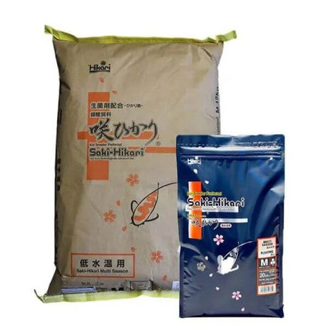 Saki-Hikari Koi Multi Season fish food bags designed for optimal growth and color enhancement in cooler water temperatures.