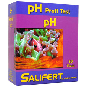 Salifert pH Marine Test Kit box with coral and fish illustration, includes 50 tests for accurate pH measurement.
