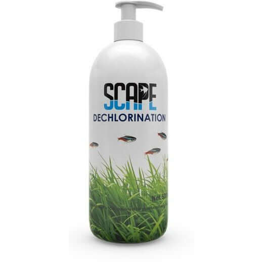 SCAPE Dechlorination 500ml bottle for planted aquariums, removes chlorine and chloramines effectively.