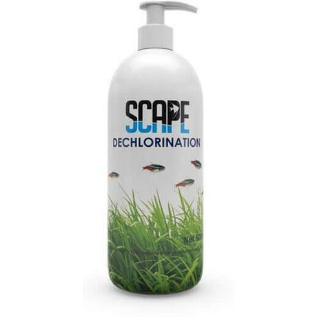 SCAPE Dechlorination 500ml bottle for planted aquariums, removes chlorine and chloramines effectively.