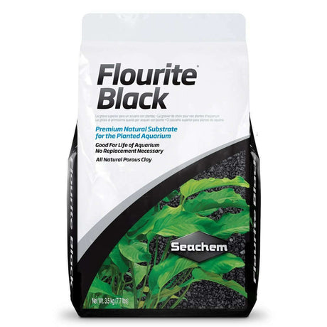 Seachem Flourite Black planted substrate, all-natural porous clay for healthy aquarium environments.