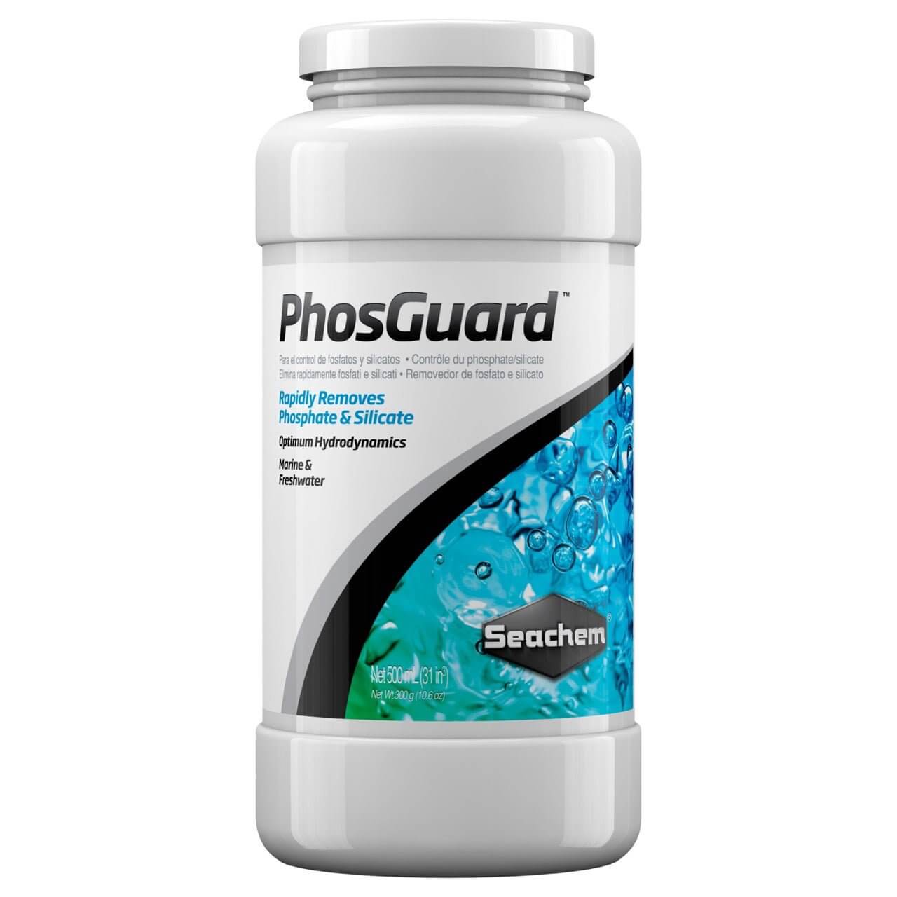 Seachem PhosGuard for removing phosphate and silicate in marine and freshwater aquaria. High capacity and optimal hydrodynamics.