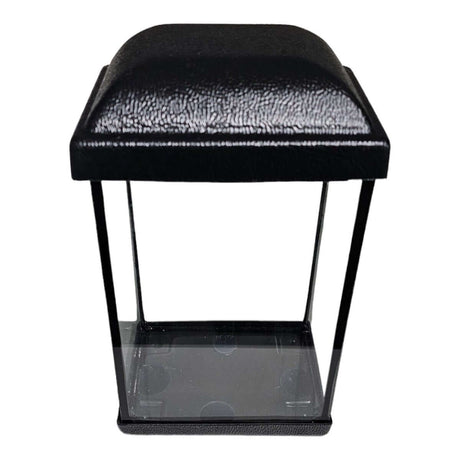 Siamese Fighter Betta glass tank with black canopy, dimensions 15x11.5x23.5cm, 3-liter capacity, stylish design.