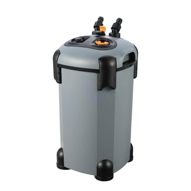 SOBO canister filter for aquariums featuring mechanical, chemical, and biological filtration with adjustable flow rate.