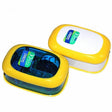 Sobo SB9903 Single Outlet Air Pump shown from top angle, featuring blue and yellow design for aquarium use.
