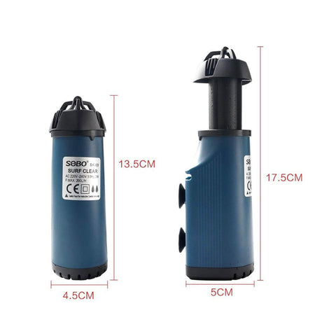 SOBO SK-03 Surface Skimmer, dimensions L 4.5cm x W 5cm x H 13.5cm, designed for effective water surface cleaning.