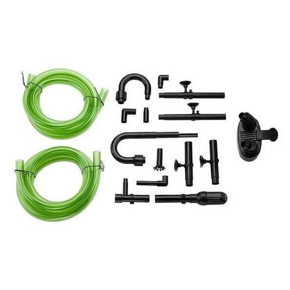 assortment of aquarium filter accessories including green tubing and connectors for Sun Sun HW-303B Canister Filter.