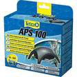 Tetra APS 100 Silent Aquarium Air Pump packaging with multi-language labels and aquatic imagery.