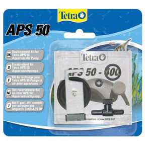Tetra APS 50 replacement kit for aquarium air pump with key components and instructions on packaging.