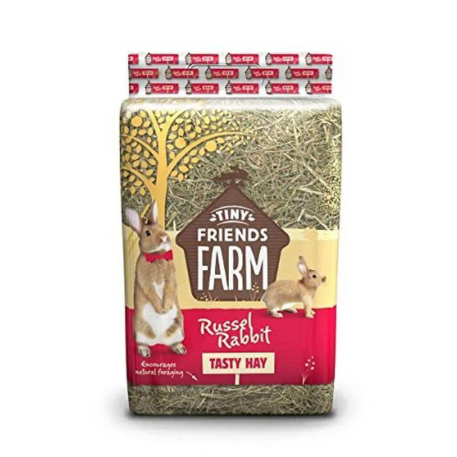 Tiny Friends Russel Rabbit Tasty Hay 2kg pack, ideal for small herbivores like rabbits and guinea pigs, promoting natural chewing.