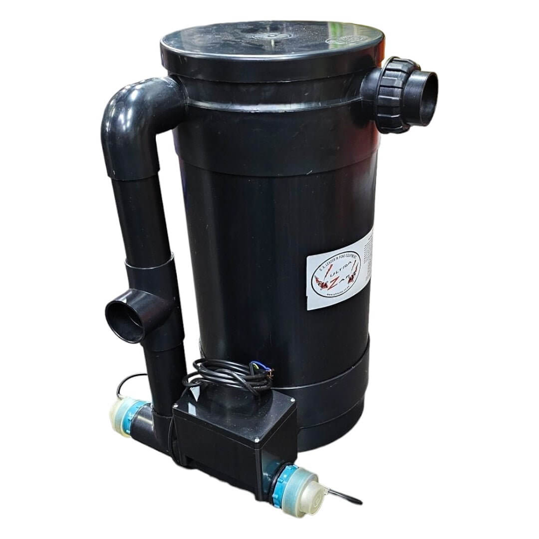 UltraZap gravity fed pond filter with UV, designed for effective pond water filtration and debris capture.