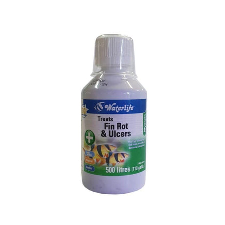 Waterlife Myxazin bottle for treating fin rot and ulcers, 500 litres, effective aquaria treatment.