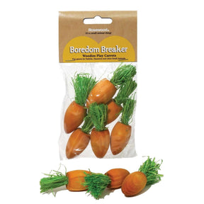Woodies Play Carrots 6 piece set for pets, made from pet-safe wood, ideal for chewing and play.