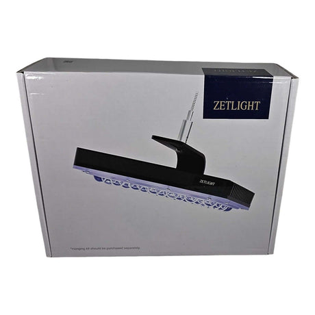 Zetlight E3 Series LED aquarium light packaging showcasing design and features for marine and freshwater use.