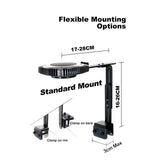 Flexible mounting options diagram for Zetlight X9 Aluminum Bracket with adjustable dimensions and clamp details.