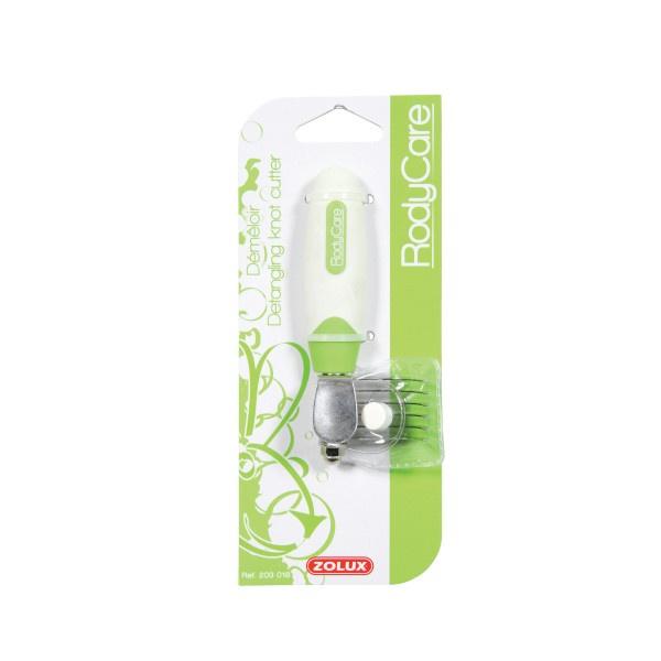 Zolux Small Animal Detangling Tool packaging showcasing ergonomic handle and included grooming comb for effortless coat care.